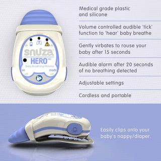 SNUZA HERO MD: WEARABLE BABY BREATHING MONITOR- MEDICALLY CERTIFIED