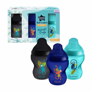 TOMMEE TIPPEE BOTTLES 260ML MIDNIGHT JUNGLE BLUE- 3 PACK