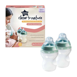 TOMMEE TIPPEE SOFT FEEL SILICONE BOTTLE 260ML 2 PACK